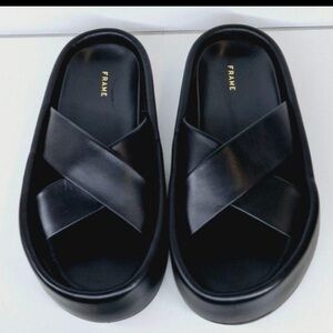 Frame Black Slide Sandals